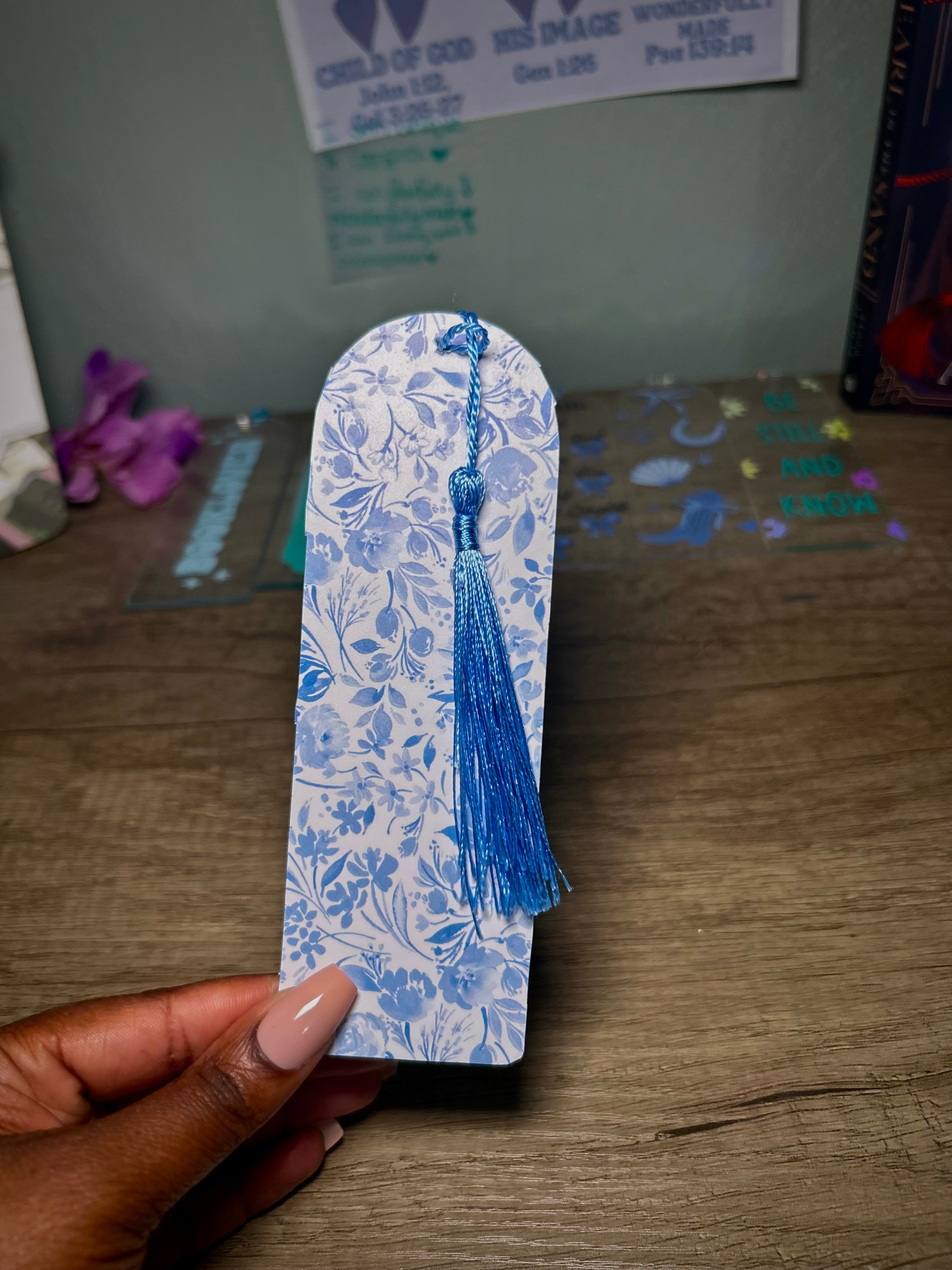 Blue Floral Bookmarks